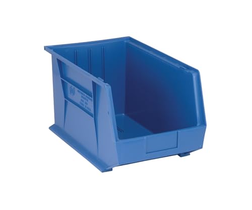 Aviditi BINP1811BAVI Plastic Stack/Hang Storage Bin Containers, 18" x 11" x 10", Blue, Pack of 4, For Organizing Homes, Offices, Garages and Classrooms
