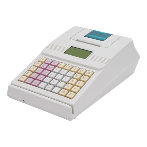Electronic Cash Register, Small Cash Register 40 Keys, Keyless Cashier Quick and Quiet Thermal Printing POS Bill Dual-Sided Display, Quick Load Thermal Printer, Multifunction Electronic Cash Register