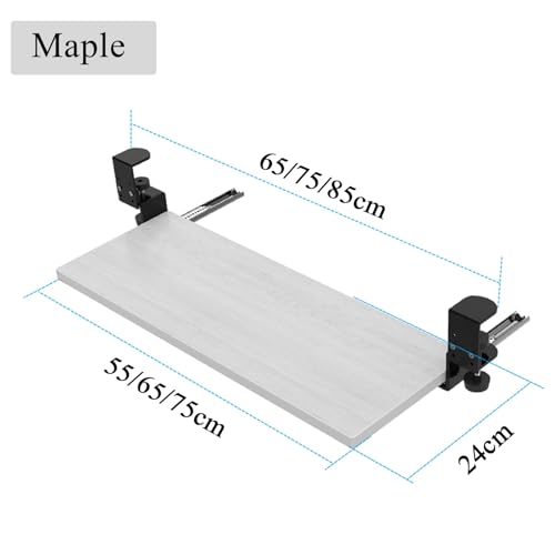 V3VOGUE Keyboard Drawers Platform 55/65/75x24cm Under Desk Sliding Pull Out Keyboard Holder, Punch-Free Clamp On Keyboard Tray, Lightweight Sturdy, for Support Keyboard and Mouses