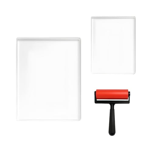 Gel Plate Printing Set Including Brayer on Paper and Cardstock