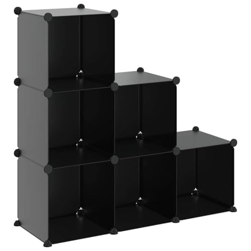 vidaXL 6-Cube Storage Organizer - Black - Waterproof PP Plastic - Space-Efficient, User-Friendly Design - For Home, Office, Dormitory