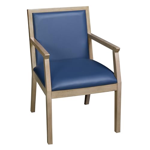 Romig Regent WallGuard Guest & Reception Waiting Room Wood Side Chair - Noble Oak/Navy Blue Vinyl