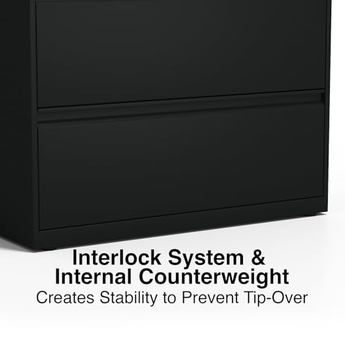 Staples Branded Commercial 2-Drawer Lateral File Cabinet, 36 in, Black