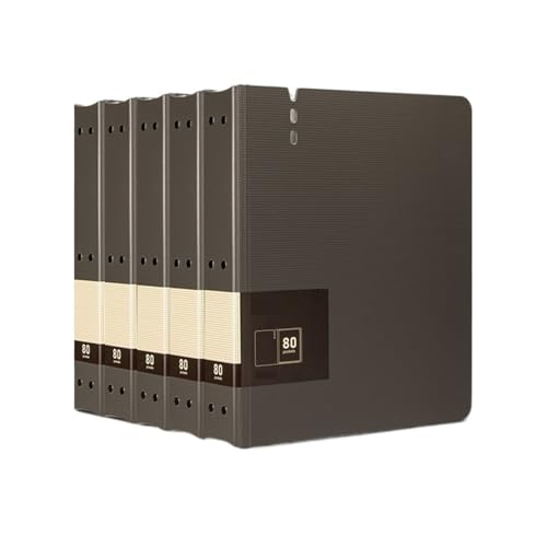 Filing Envelopes 5 Pcs 80 Pages A4 File Folder with Transparent Inserts Thickened Data File Storage Book Office Supplies Plastic Folders(Gris)