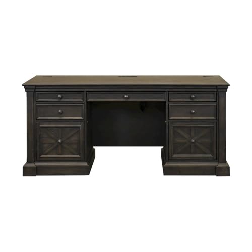 Starlight Traditional Credenza, Dark Brown, 7 Drawers, 2 Locking Files, Power Center with USB/AC, Antique Hardware, Executive Storage