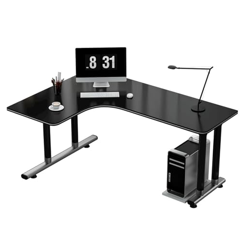 Sit Stand Up Desk Corner Pc Table Desktop Desk Simple Modern Student Study L-Shaped Office Bedroom Household(Black Left,120x80x75cm)