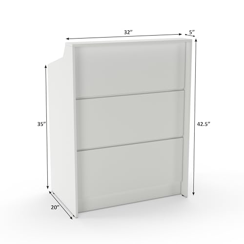 AGATEO Small Reception Desk with Drawer, 32in Retail Checkout Stand, White