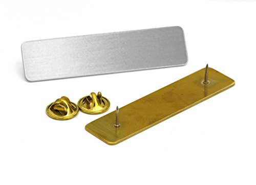 5/8" H x 2-1/2" W, Ten Blank Heavy Gauge Military Style Metal Name Badges, Uniform Name Badge, Fused Posts, Package of Ten (Satin Gold)