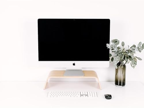 direfly Ergonomic Wood Monitor Stand, MacBook Pro Laptop Riser, Walnut Desk Shelf, Home Office Desk Accessory, Monitor Holder