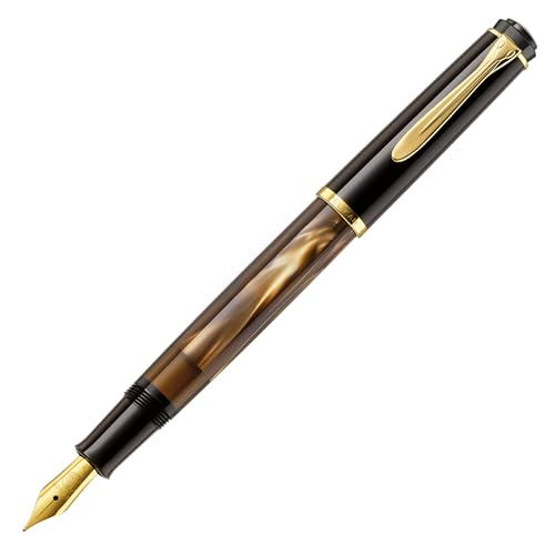 Pelikan Tradition M200 Fountain Pen, Broad Nib, Brown Marble, 1 Each (808903)