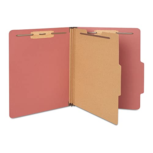Staples Pressboard Classification Folder, Letter, 1-Div, Red, 20/Box