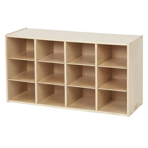 Back2School Express Sleekline 12-Cubby Storage Cabinet, 3x4, Natural