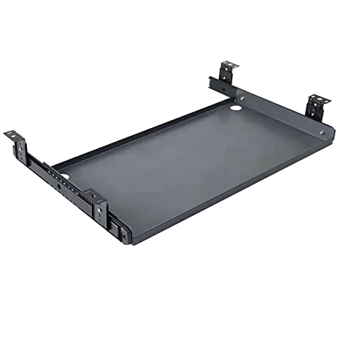 Sliding Under Desk Keyboard Tray Slide Out Keyboard Holder Drawer Heavy-Duty Office Desk Extender Platform Pull Out Desktop Sliding Computer Tray for Keyboard Drawer Under Desk Shelf-Metal