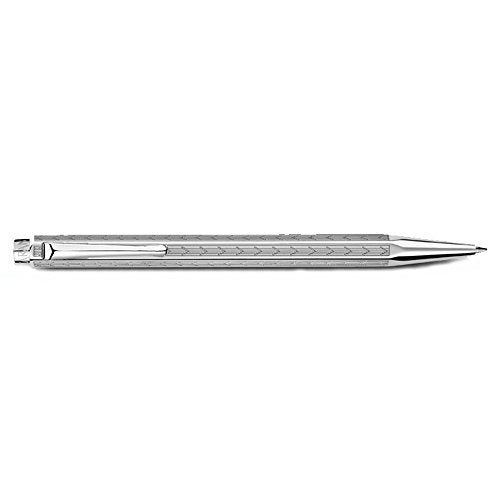 Caran d' Ache Chevron Ecridor Rhodium Ballpoint Pen Chevron Silver, Large Engraving Space (0890.296)