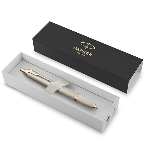 Parker IM Monochrome Ballpoint Pen Champagne Finish Medium Point Blue Ink Includes Gift Box