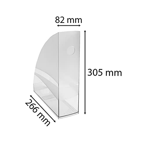 Exacompta - Ref 18223D - Magazine File MAG-Cube - 266 x 82 x 305mm, Finger Hole on Spine, Suitable for A4+ Documents, Large Storage Capacity - Office Clear (Pack of 6)