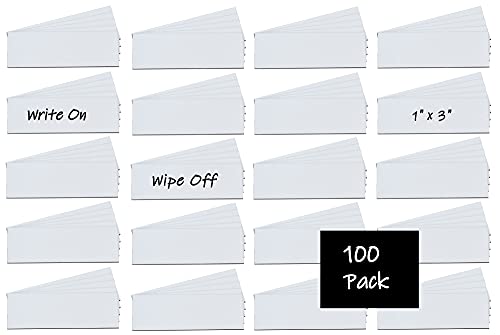Magna Visual 1" x 3" White Pre-Cut Write On Wipe Off Magnetic Strips 100 Pack