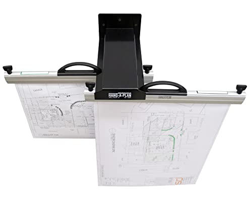 Arnos Hang-A-Plan Wall Mount Blueprint Storage Stand Rack - Hanging Blueprint Holder, Poster Display, Map Rack - Capacity for 10 Hanging Clamps 18", 24”, 30” 36" to Hold up to 1500 Blueprints