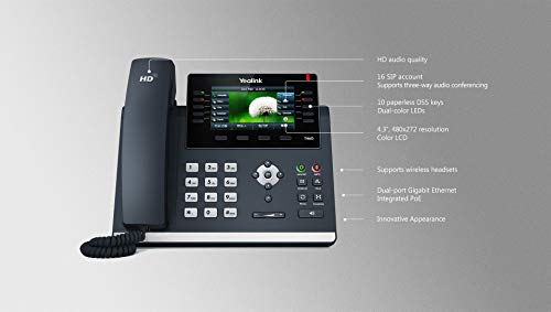 Yealink T46G SIP POE Office Phone Bundle with Power Supply and Microfiber Cloth - Requires VoIP Service - Vonage, Ring Central, 8x8, Mitel or Cloud Services - (T46G WiFi Bundle)