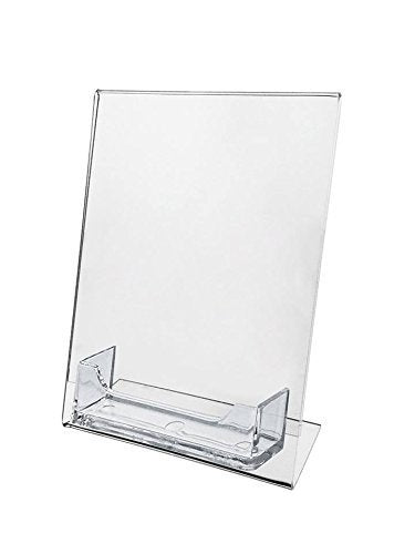 24 Pack 5"x7" Sign Holder Slant Back Display with Business Card Holder Clear Acrylic AZM Displays