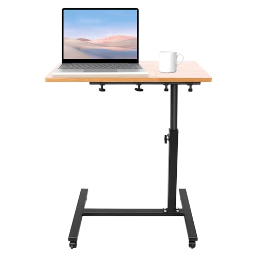 Portable Laptop Desk Height Angle Adjustable Computer Stand Rolling Table Cart with Wheels for Presentation Stand Study Table Office Desk Use