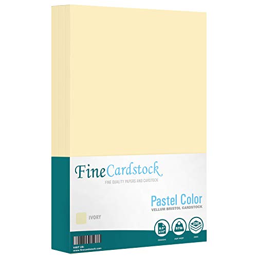 Color Cardstock Paper 67 Vellum Bristol, Sizes: 8.5 x 11 | 11 x 17 | 8.5 x 14 |1 Ream of 250 Sheets per Pack. (8.5 x 14, Ivory)