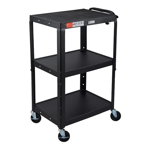 LUXOR UCMT1 Adjustable-Height Steel Utility Cart - Black