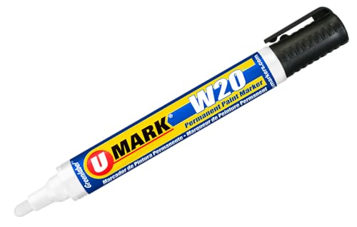 U-Mark W20 Permanent Paint Marker, 3/5mm Bullet Chisel Tip, 12 Pack, Black