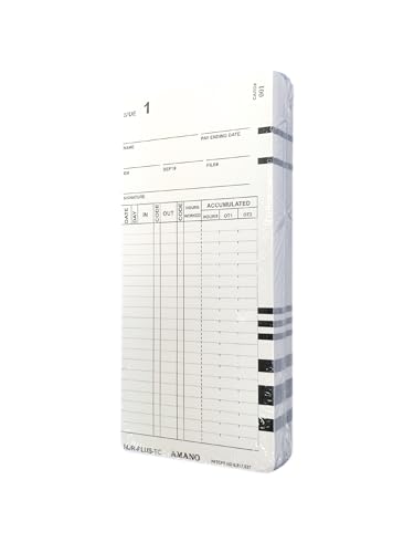 Amano MJR-Plus and MJR-PLUSEZ timecards (10 Sets of 1-100) (1000 Box) These Cards are Used Exclusively with the MJR-Plus