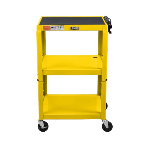 LUXOR UCMT1-YW Adjustable-Height Steel Utility Cart - Yellow