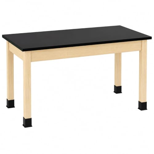 Learniture by Diversified Woodcrafts Science Lab Table, Chemical-Resistant Laboratory Table with Black High-Pressure Laminate Top, Solid Maple Legs, STEM Classroom, Science Lab & Workshop Furniture