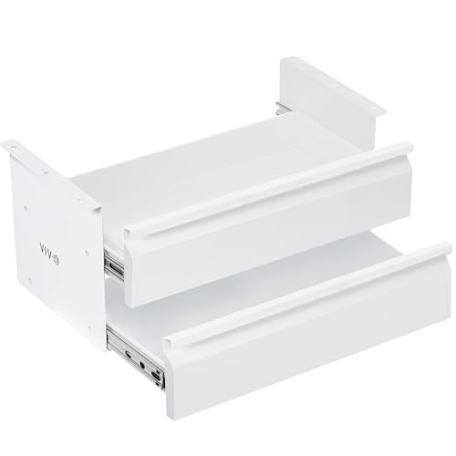VIVO White 16 in Slide Out Dual Tier Desk Drawer, DESK-DR02W