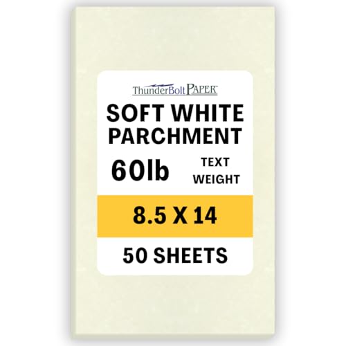 50 Soft White Parchment 60# Text (=24# Bond) Paper Sheets - 8.5" X 14" (8.5X14 Inches) Legal|Menu Size Size - 60 Pound is Not Card Weight - Vintage Colored Old Parchment Semblance