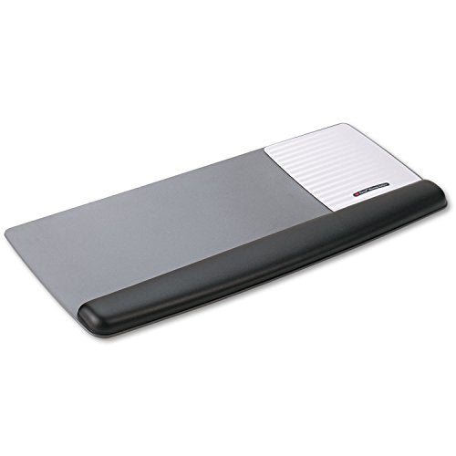 3M Antimicrobial Gel Mouse Pad/Keyboard Wrist Rest Platform, 25.5 x 10.6, Black/Silver