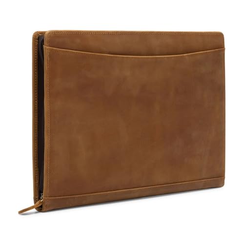 Leather Zipper Padfolio Organizer, Fits 12.9" iPad,Business Document Folder