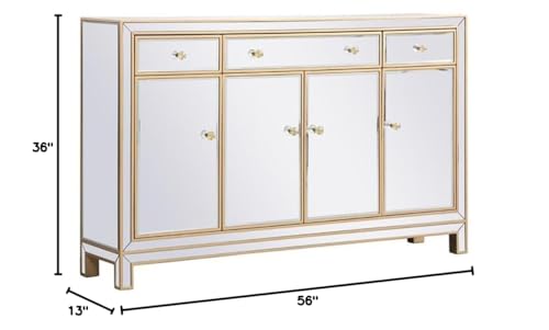 Elegant Lighting - MF72001G - 56 inch Mirrored credenza in Gold