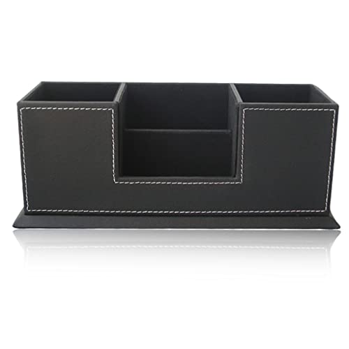 GFHSKRPL Office PU Leather Desktop Stationery Organizer Pen Pencil Holder Business Card Stand(D)