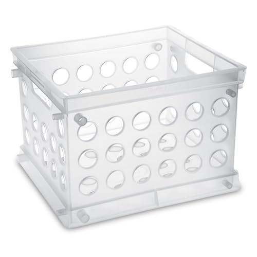Sterilite Mini Crate, Stackable Storage Bin with Handles, Clear, 24-Pack