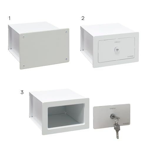 ARREGUI Wall Safe 22500W-S0, 3L, Alloy Steel, Key Lock, Junction Box Lid, 13 x 20 x 21 cm