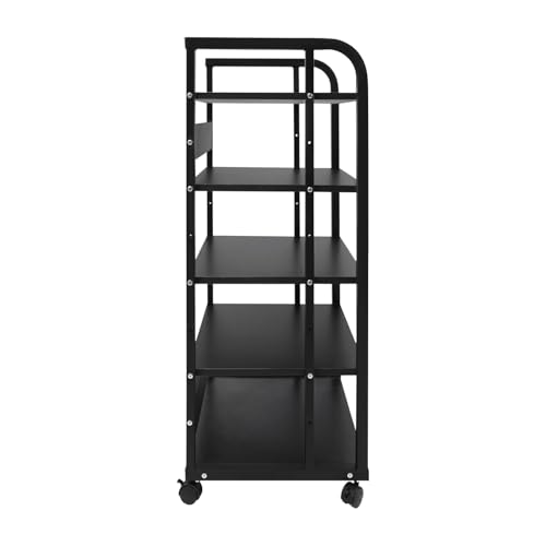 GGTYTAS 5-Tier AV Media Stand with Wheels, Modern Mobile Stereo Cabinet