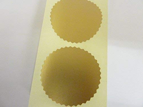 Minilabel Roll of 1000 50Mm Serrated Edge, Matt Gold, Certificate Wafer Company Seal Labels, Stickers for Embossing, Awards & Rewards
