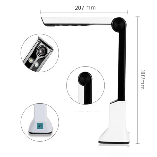 Document Camera, 8 Megapixel Portable Document Scanner, Capture Size A4 Camera, for Recognition, Compatible with Mac OS for Live Demo, Distance