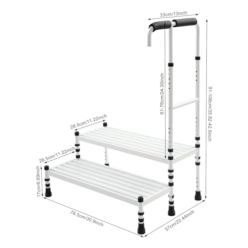 Step Stool with Handle Carbon Steel 2 Step Stool for Seniors Home Kitchen