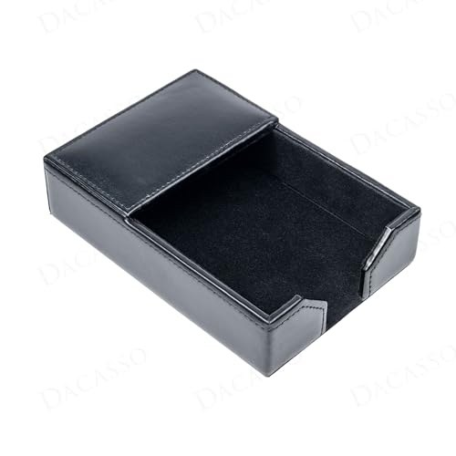 Dacasso Black Bonded Leather 4" x 6" Memo/Note Holder for Desktop or Boardroom - Executive Decor & Office Organization Essential