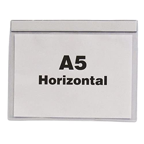 Industrial Strength Clear Pocket, Back Magnetic Stripe, 230 x 155mm, Magnetic Frame for Photo and Sheet, A5 Horizontal, Pack of 10