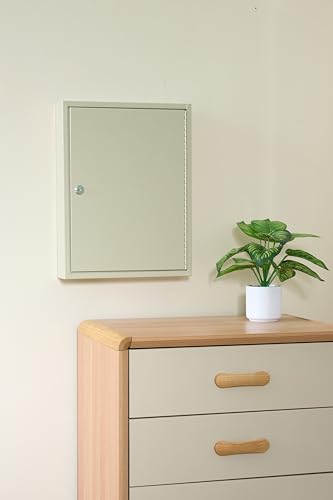 MAXXBUILD Key Storage Cabinet with Lock, 60 Keys Capacity, Wall Mount, Cream Metal (13" W* 3" D*17.5" H)
