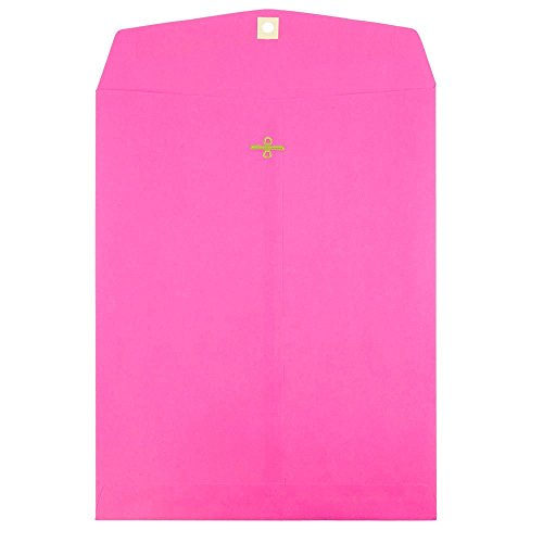 JAM PAPER 10 x 13 Open End Catalog Colored Envelopes with Clasp Closure - Ultra Fuchsia Hot Pink - Bulk 250/Box