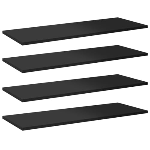 Favemtsl 8 Pcs Wall-Mounted Bookshelf Boards, 31.5 x 11.8 x 0.6 in Engineered Wood Storage Shelves, High Gloss Black Display Boards for Living Room, Kitchen, Home Office (Brackets Not Included)