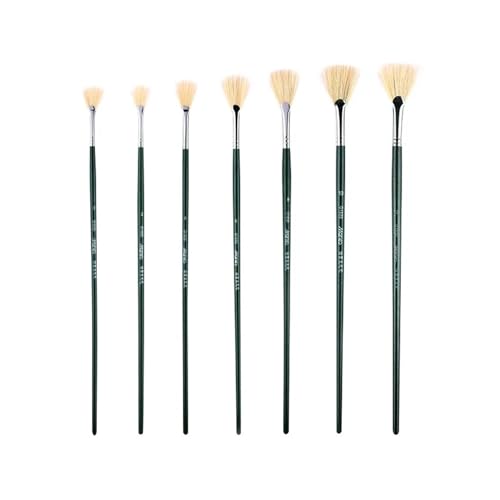 BoBoHui Bristle Fan Pen Fish Tail Fan Brush Watercolor Acrylic Oil Painting Brush Art Painting Supplies 7 Pc