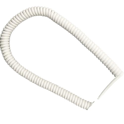 Coiled Mains Flex Curly Spring Cord White Spiral Elastic Cable